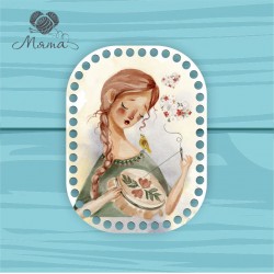 Rectangle with rounded edges d=20*15cm CP20_15№854 Wooden bottom for knitting with color printing