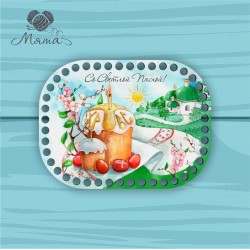 Rectangle with rounded edges d=20*15cm CP20_15№811 Wooden bottom for knitting with color printing