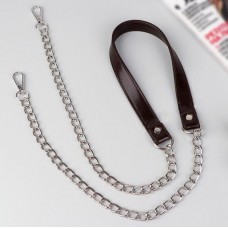 Bag handle, with chains and carabiners, 120 × 1.8 cm brown