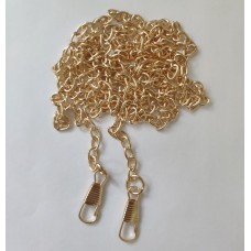 Bag chain, with carabiners, 5 × 7 mm, 120 cm, gold